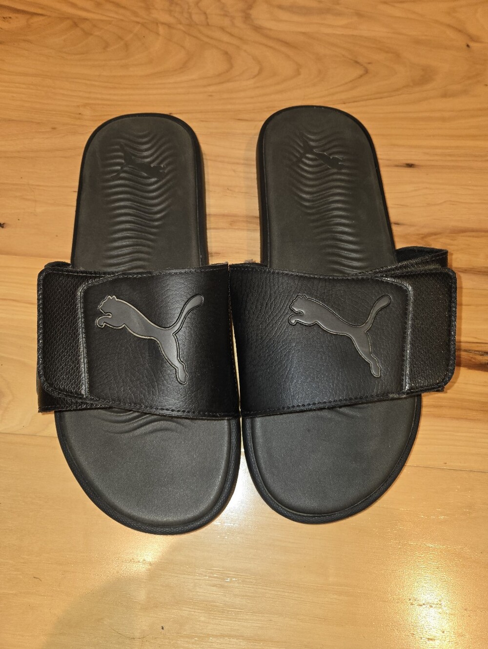 Puma Men's Black Slide Sandals - Adjustable Strap Size:12